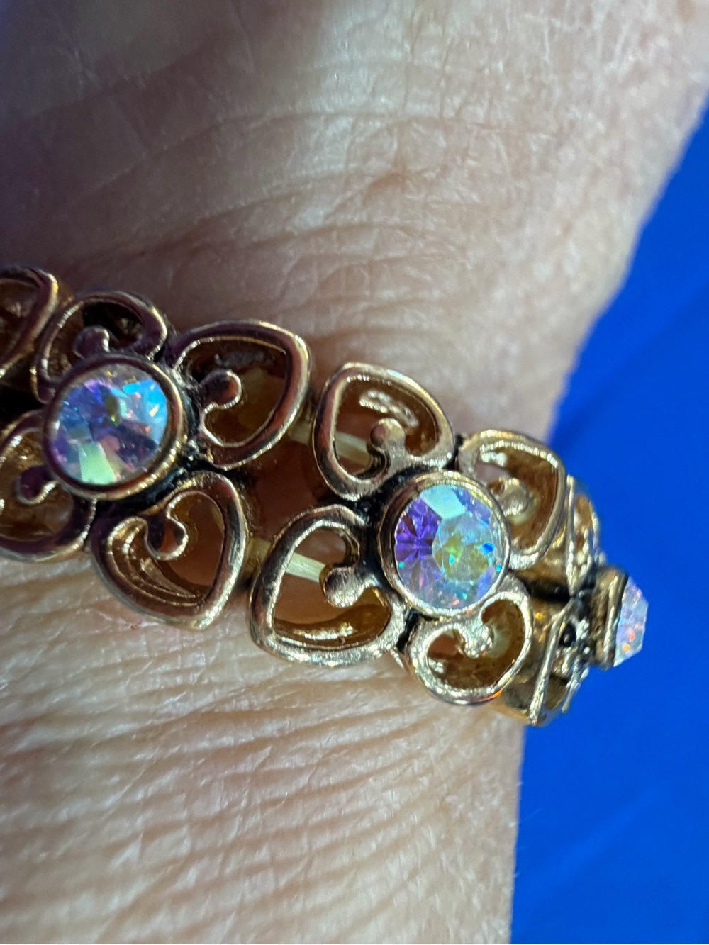 Park Lane gold Iridescent Stone Floral Stretch Bracelet